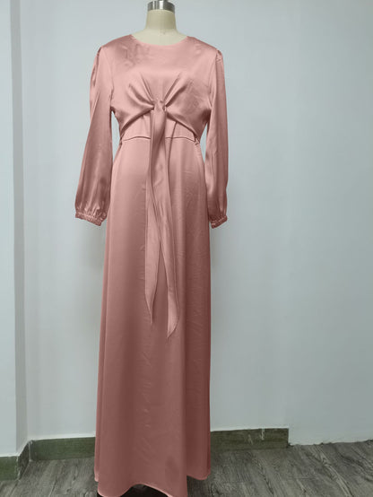 Ramadan Eid caftan Abaya robe en Satin femmes musulmanes Hijab maroc dubaï"