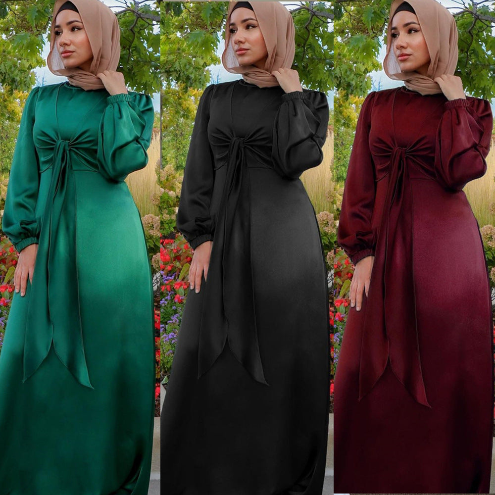 Ramadan Eid caftan Abaya robe en Satin femmes musulmanes Hijab maroc dubaï"