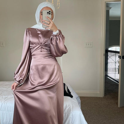 Ramadan Eid caftan Abaya robe en Satin femmes musulmanes Hijab maroc dubaï"