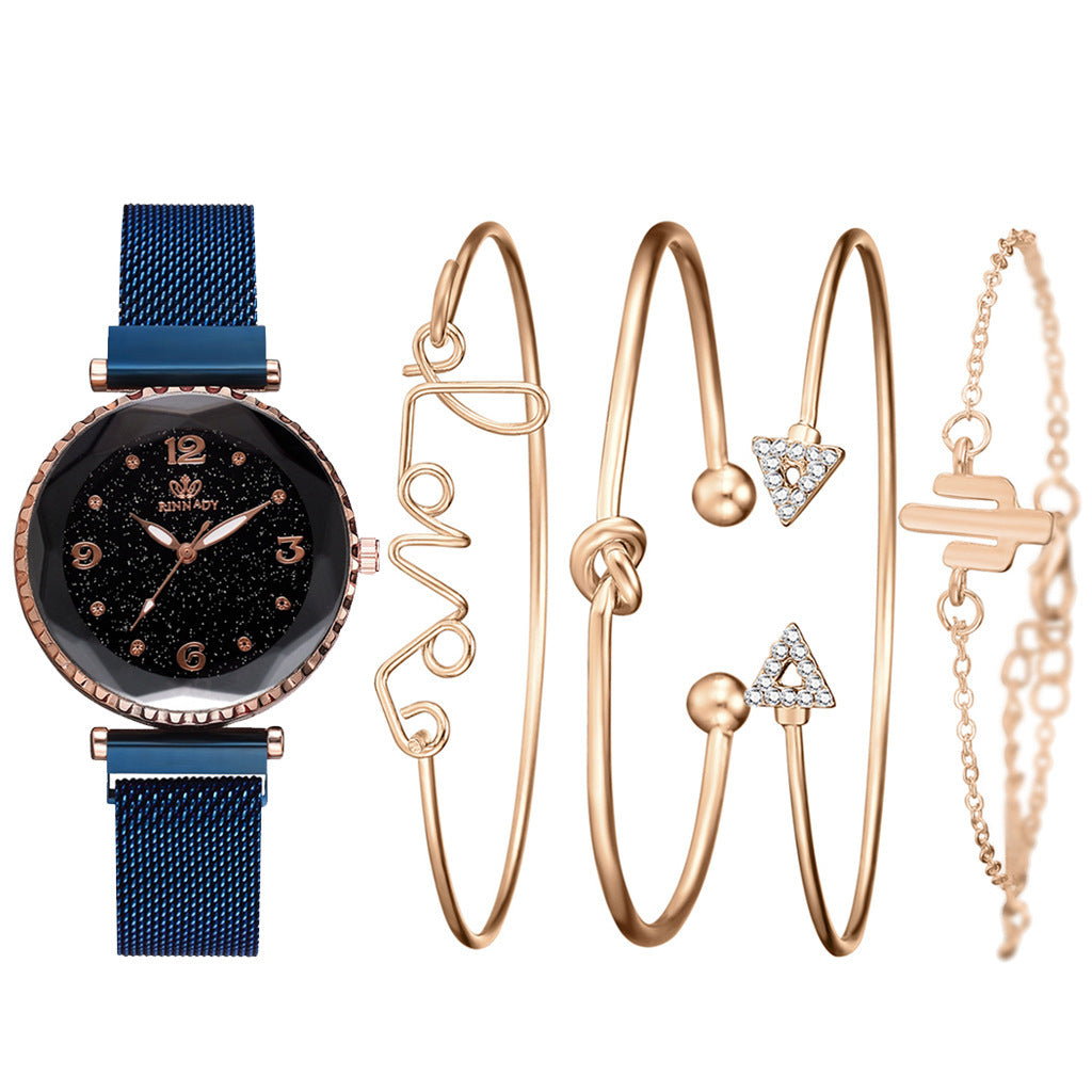 Montres pour femmes ciel étoilé boucle magnétique bracelet de mode montre-bracelet chiffres romains horloge simple cadeau