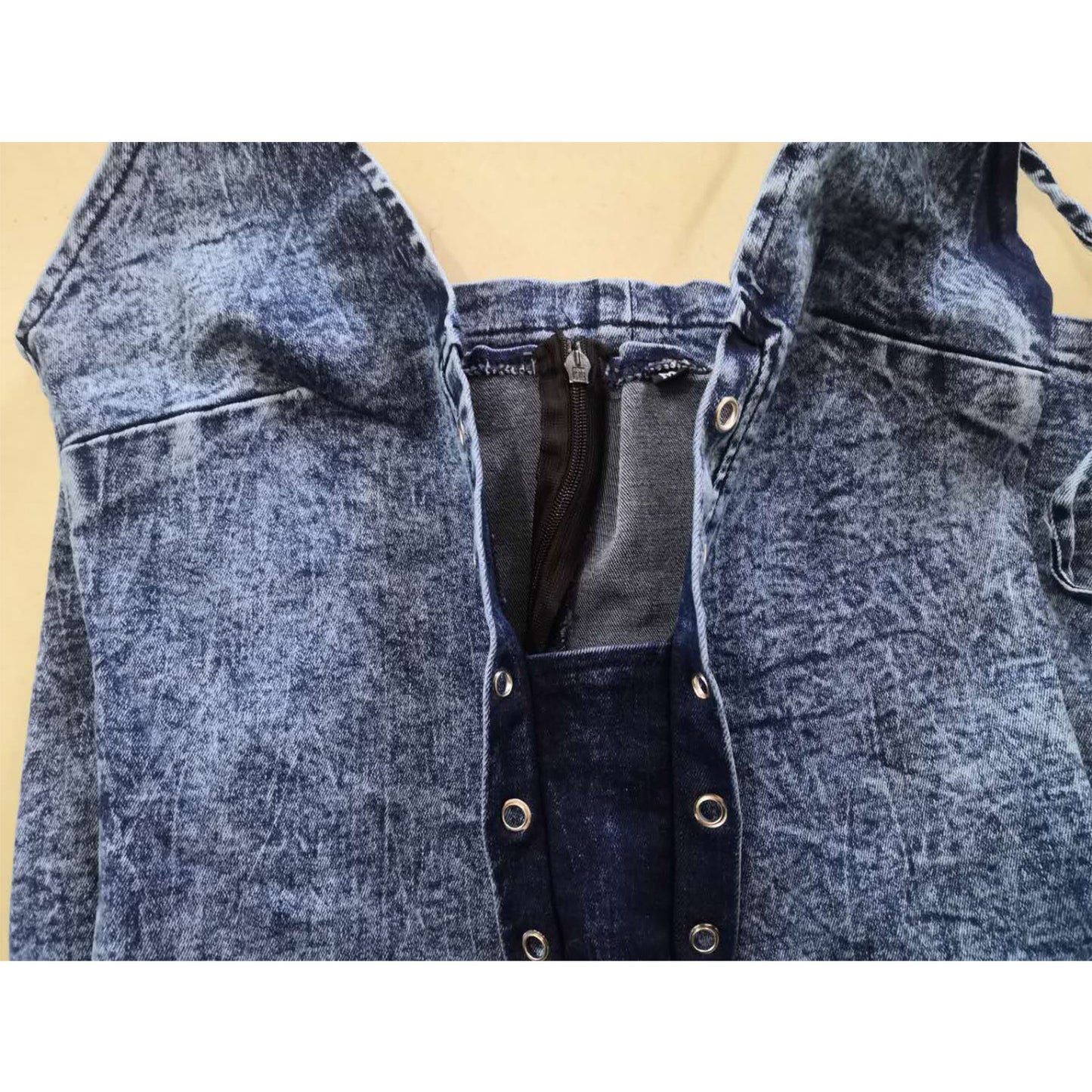 Robe en jean élastique à nouer pour femme