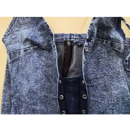 Robe en jean élastique à nouer pour femme