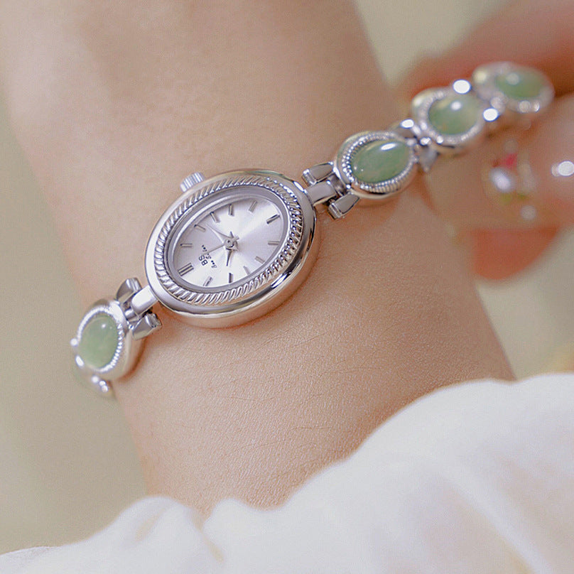 Montre Femme Bracelet Femme Marque De Luxe Étanche Rétro Naturel Dongling Pierre Hetian Jade Chaîne Avancée Montres Cadeau