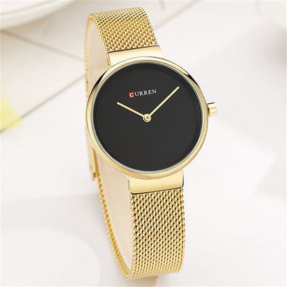 Montre à quartz tendance pour femme avec ceinture en maille et pointeur