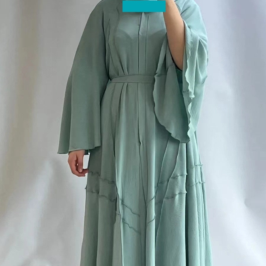 Robe longue à nouer et cardigan ethnique pour femme