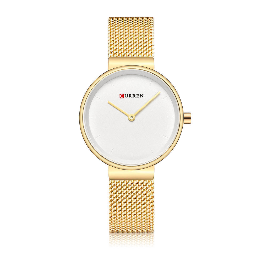 Montre à quartz tendance pour femme avec ceinture en maille et pointeur