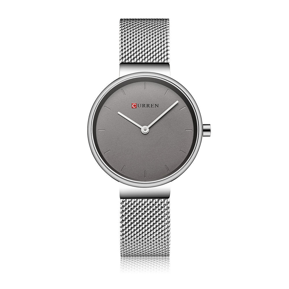 Montre à quartz tendance pour femme avec ceinture en maille et pointeur