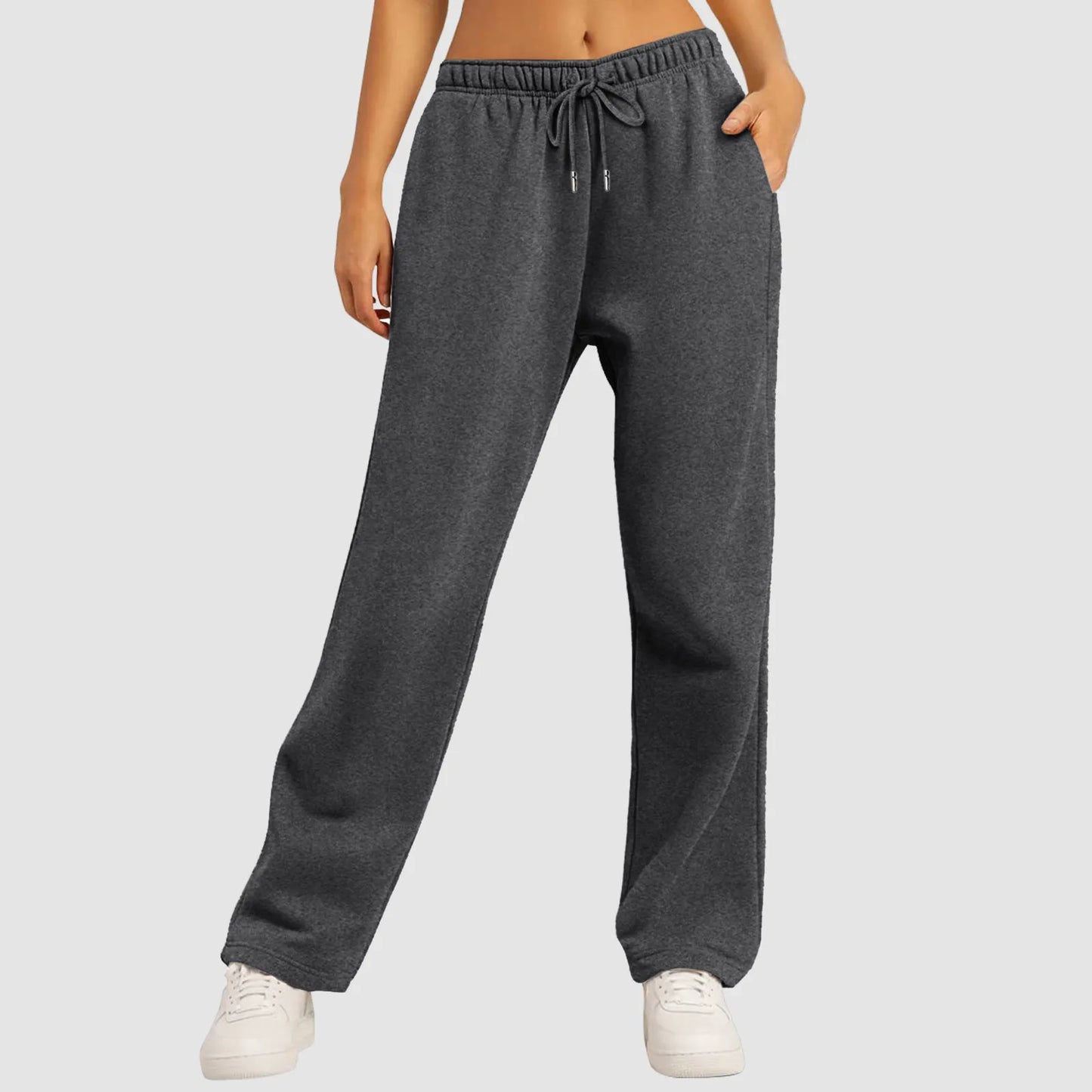 Womens Trousers Sport Jogging Fleece Lined Sweatpants Straight Leg Pants Bottom Joggers Workout Sweatpants Bottom Basic Pants