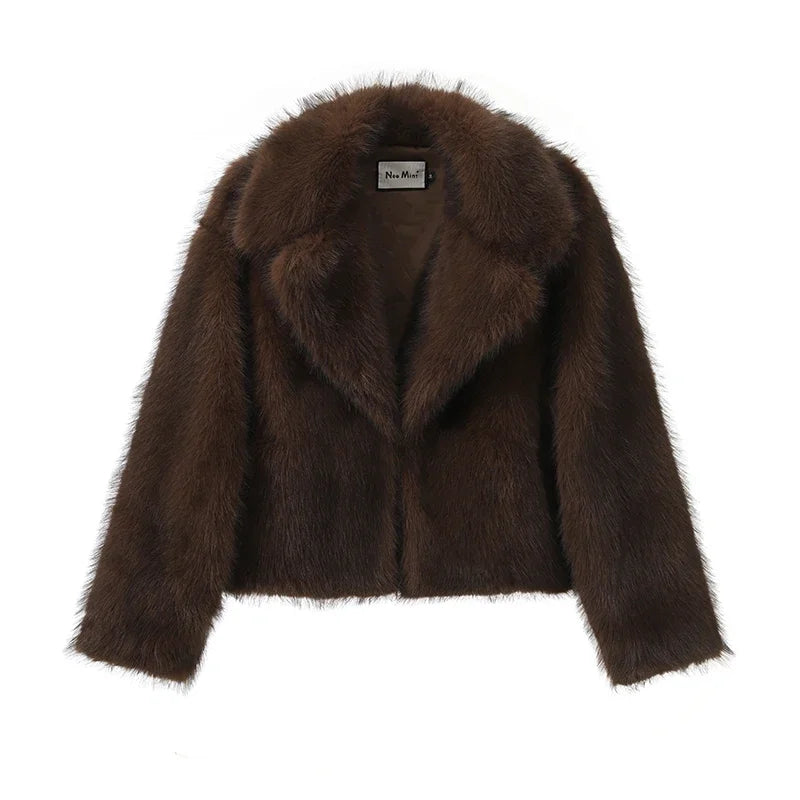 Neo Mint Chic Street Girls Gradient Faux Fur Jacket Women Winter 2024 Brand Fashion Fluffy Fox Fur Coat Female Luxury Outerwear