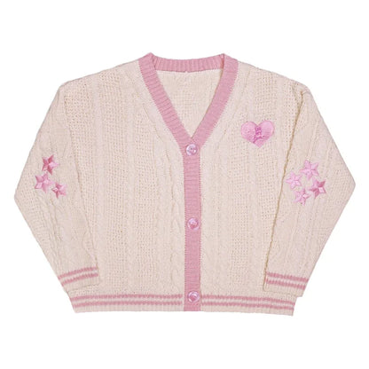 TS Cardigan Star Embroidery Knit Button Up Oversized Folklore Cardigan Sweater Women Unisex Eras Tours Outfit