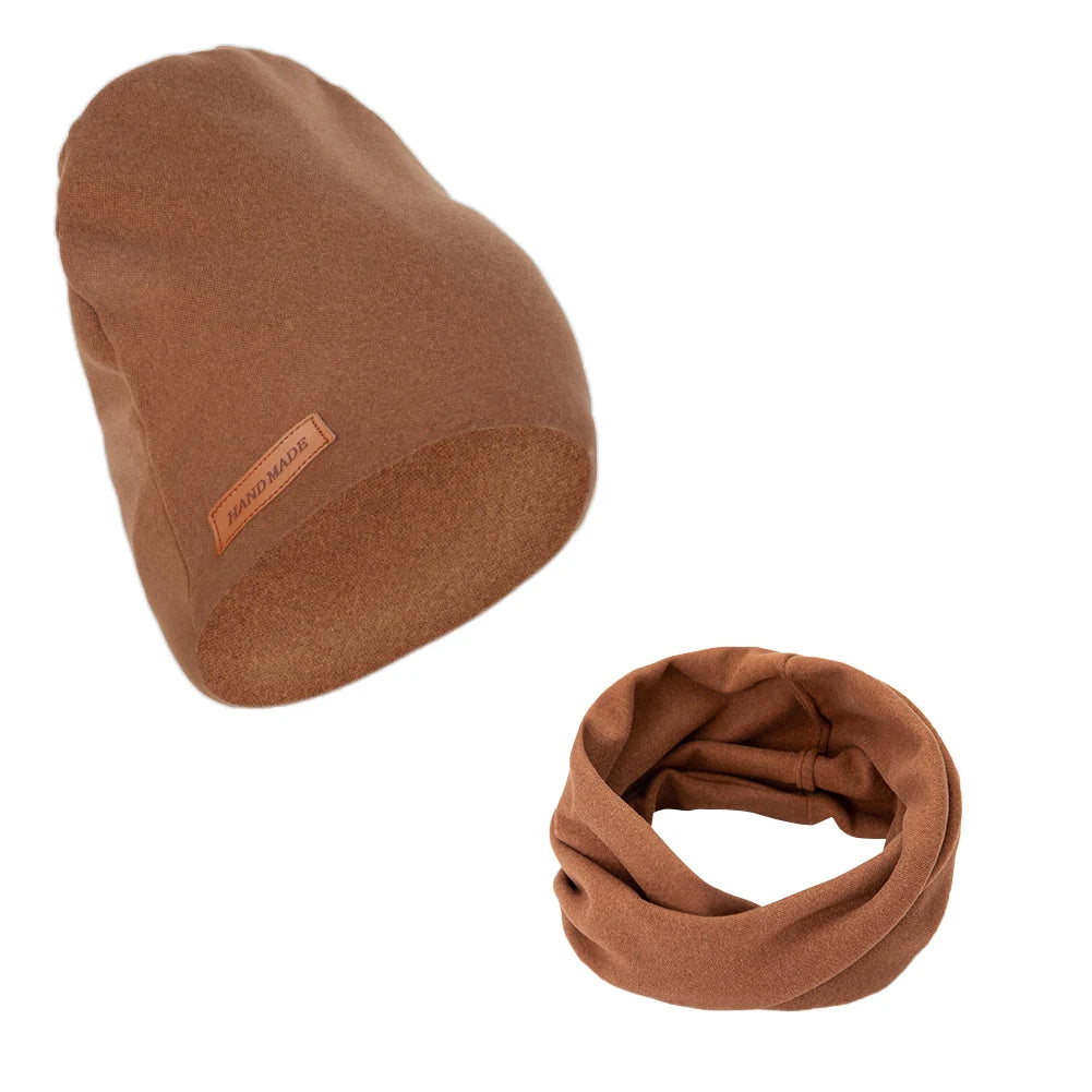 2 Bonnets et Écharpes en Faux Cachemire pour Bébé – Couvre-chefs d'Hiver Double Couche