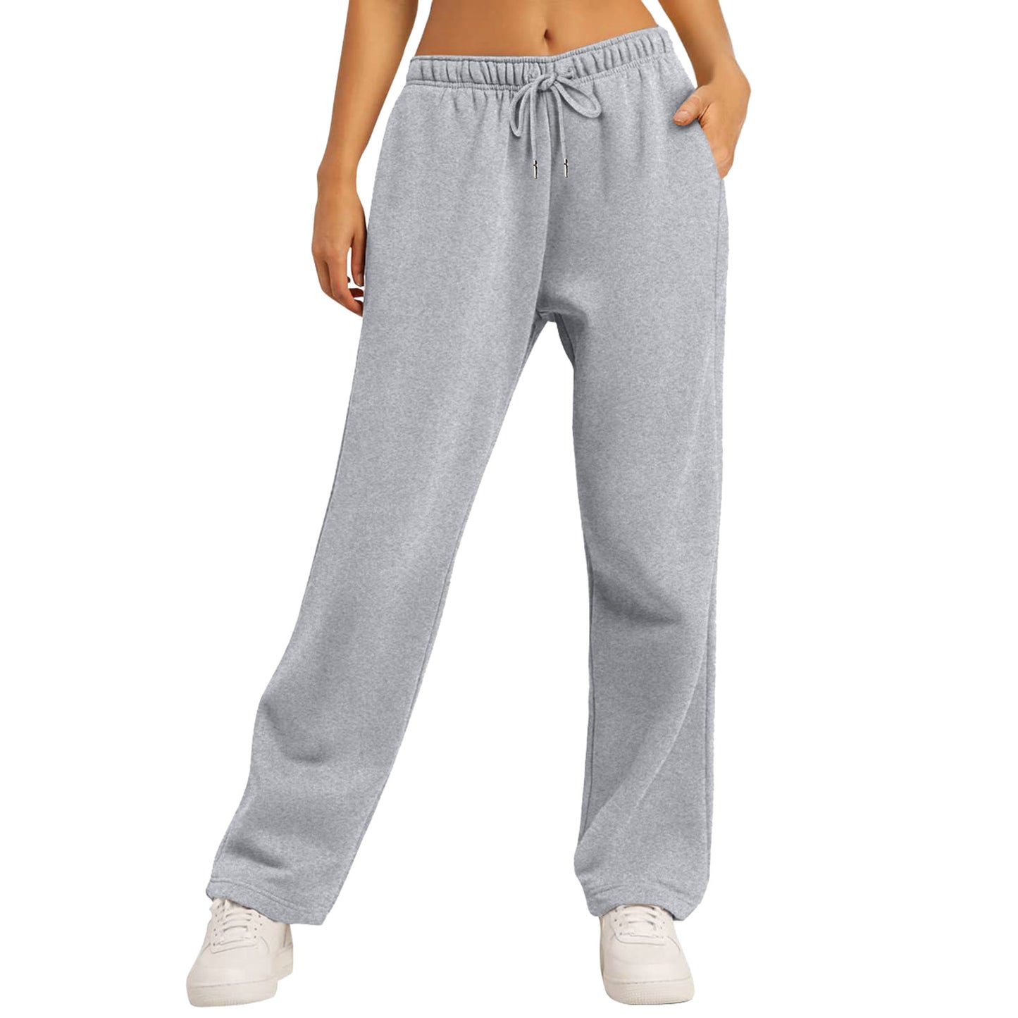 Womens Trousers Sport Jogging Fleece Lined Sweatpants Straight Leg Pants Bottom Joggers Workout Sweatpants Bottom Basic Pants