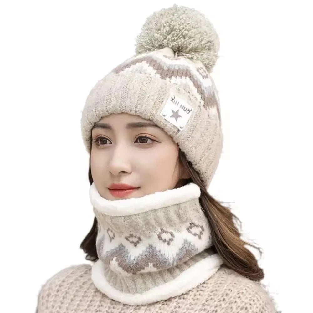 Ensemble bonnet et cache-cou en velours pelucheux pour femme, 2 pièces, hiver