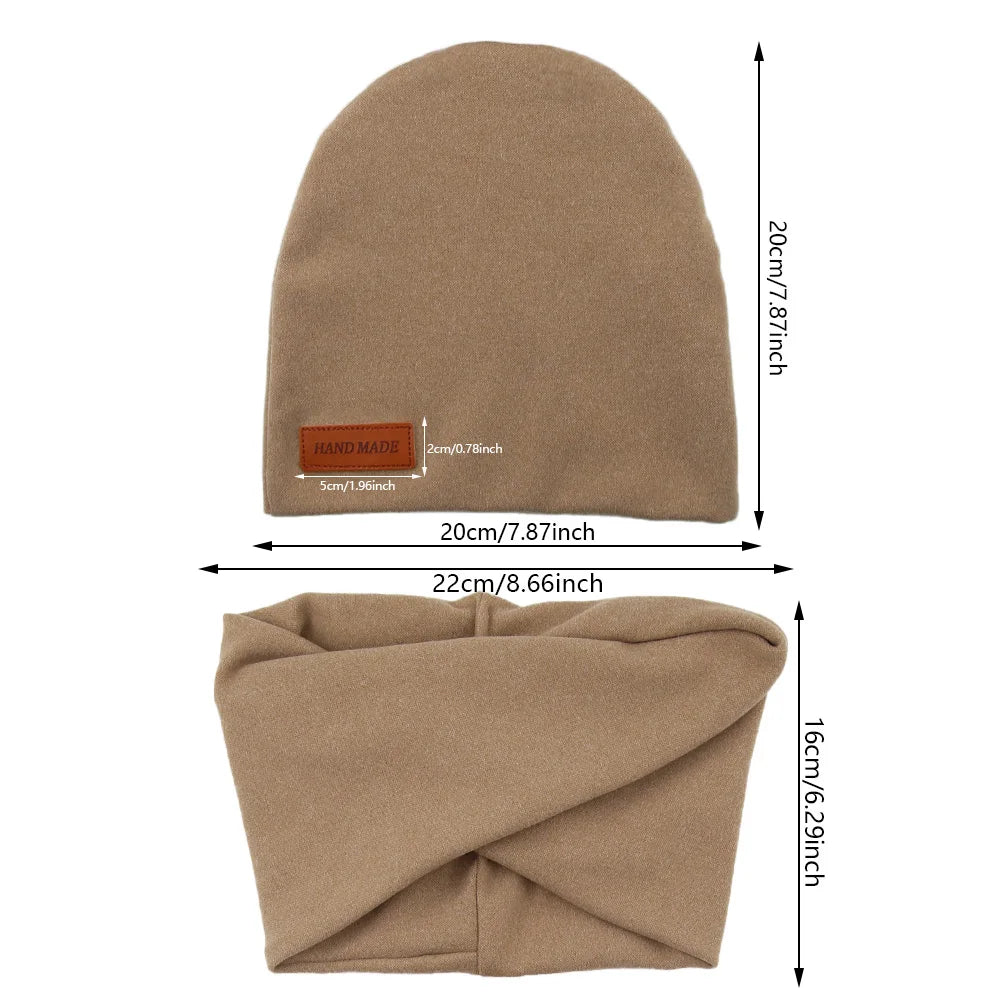 2 Bonnets et Écharpes en Faux Cachemire pour Bébé – Couvre-chefs d'Hiver Double Couche