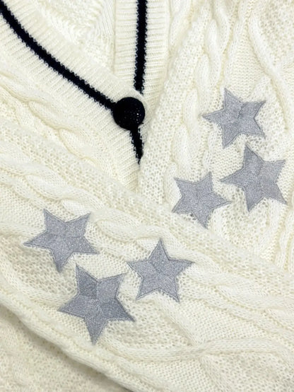 TS Cardigan Star Embroidery Knit Button Up Oversized Folklore Cardigan Sweater Women Unisex Eras Tours Outfit