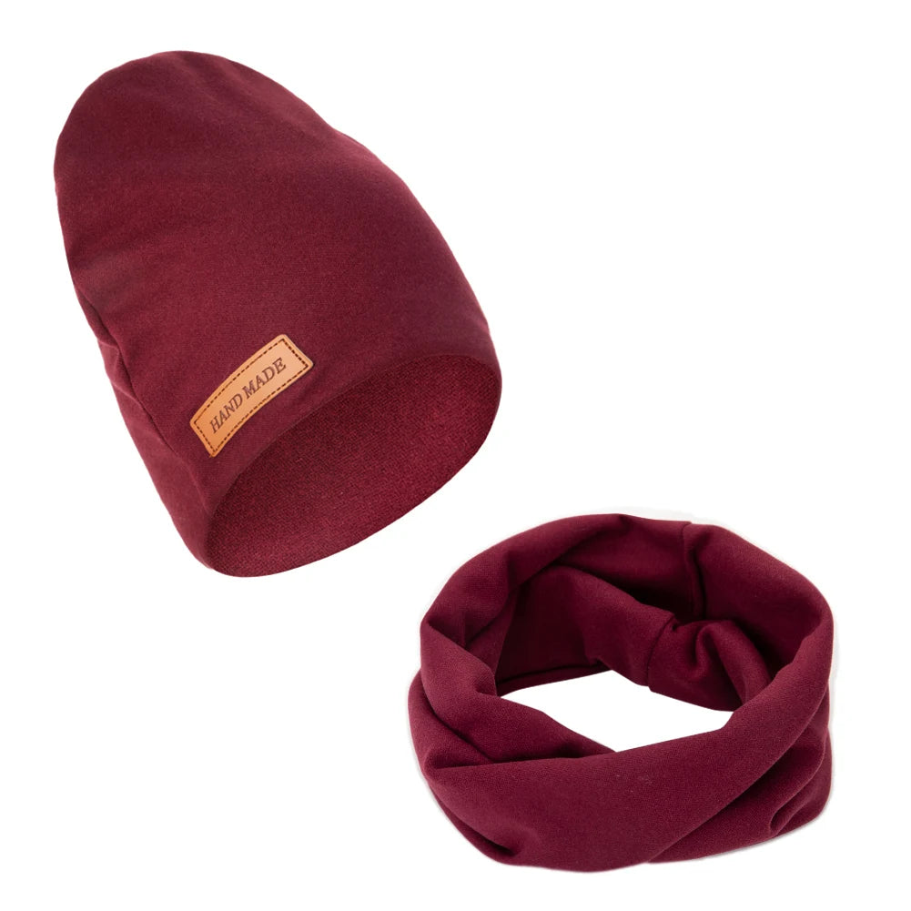 2 Bonnets et Écharpes en Faux Cachemire pour Bébé – Couvre-chefs d'Hiver Double Couche