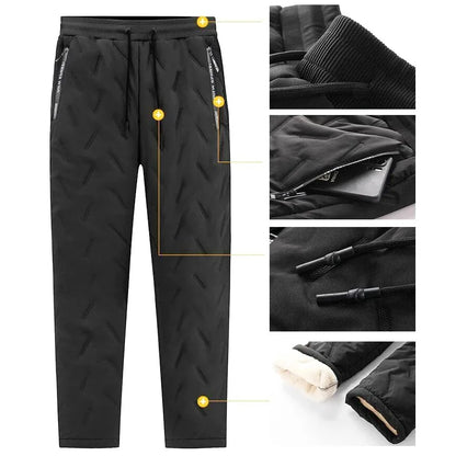 Winter Thickened Women Pants Long Warm Solid Color Straight Trousers Cold Resistance Ladies Plush Sports Long Drawstring Pant