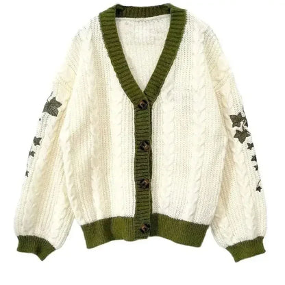 TS Cardigan Star Embroidery Knit Button Up Oversized Folklore Cardigan Sweater Women Unisex Eras Tours Outfit