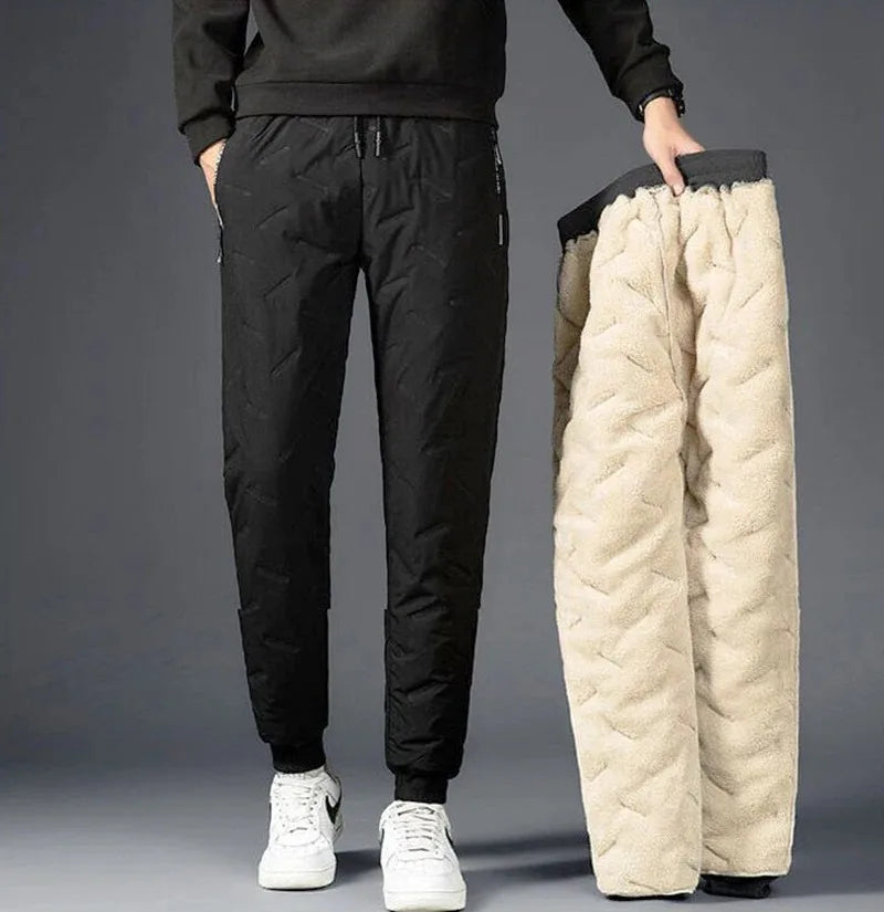 Winter Thickened Women Pants Long Warm Solid Color Straight Trousers Cold Resistance Ladies Plush Sports Long Drawstring Pant