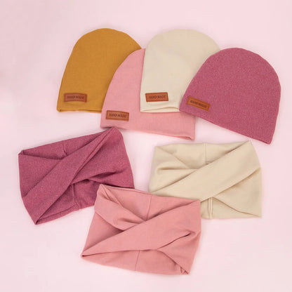 2 Bonnets et Écharpes en Faux Cachemire pour Bébé – Couvre-chefs d'Hiver Double Couche