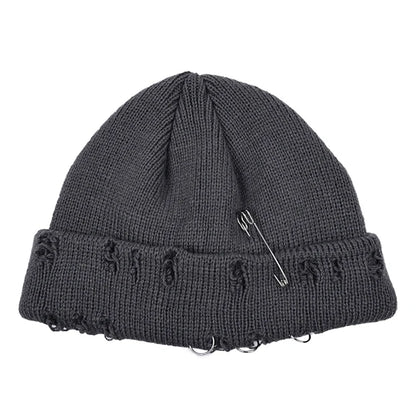 Winter Harajuku Y2K Knitted Hat Women Fashion Warm Thick Men Hip Hop Pin Hole Skullcap Short Hat Unisex Basic Cap