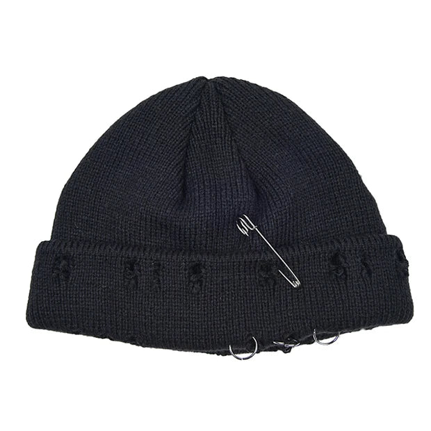 Winter Harajuku Y2K Knitted Hat Women Fashion Warm Thick Men Hip Hop Pin Hole Skullcap Short Hat Unisex Basic Cap