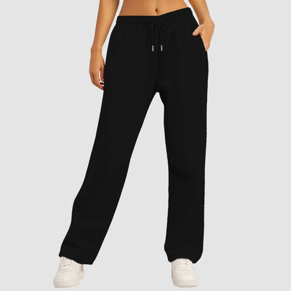 Womens Trousers Sport Jogging Fleece Lined Sweatpants Straight Leg Pants Bottom Joggers Workout Sweatpants Bottom Basic Pants