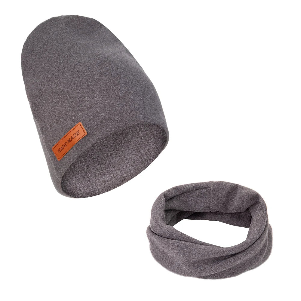 2 Bonnets et Écharpes en Faux Cachemire pour Bébé – Couvre-chefs d'Hiver Double Couche