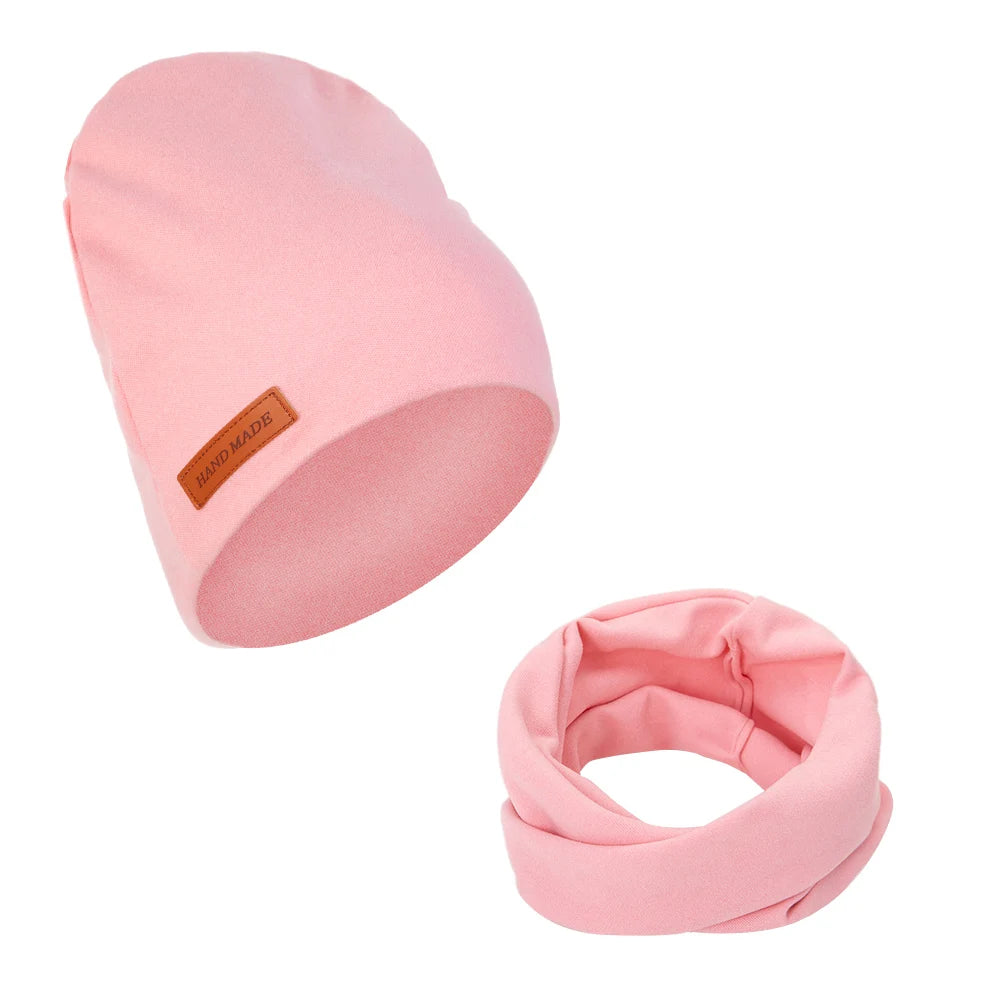 2 Bonnets et Écharpes en Faux Cachemire pour Bébé – Couvre-chefs d'Hiver Double Couche