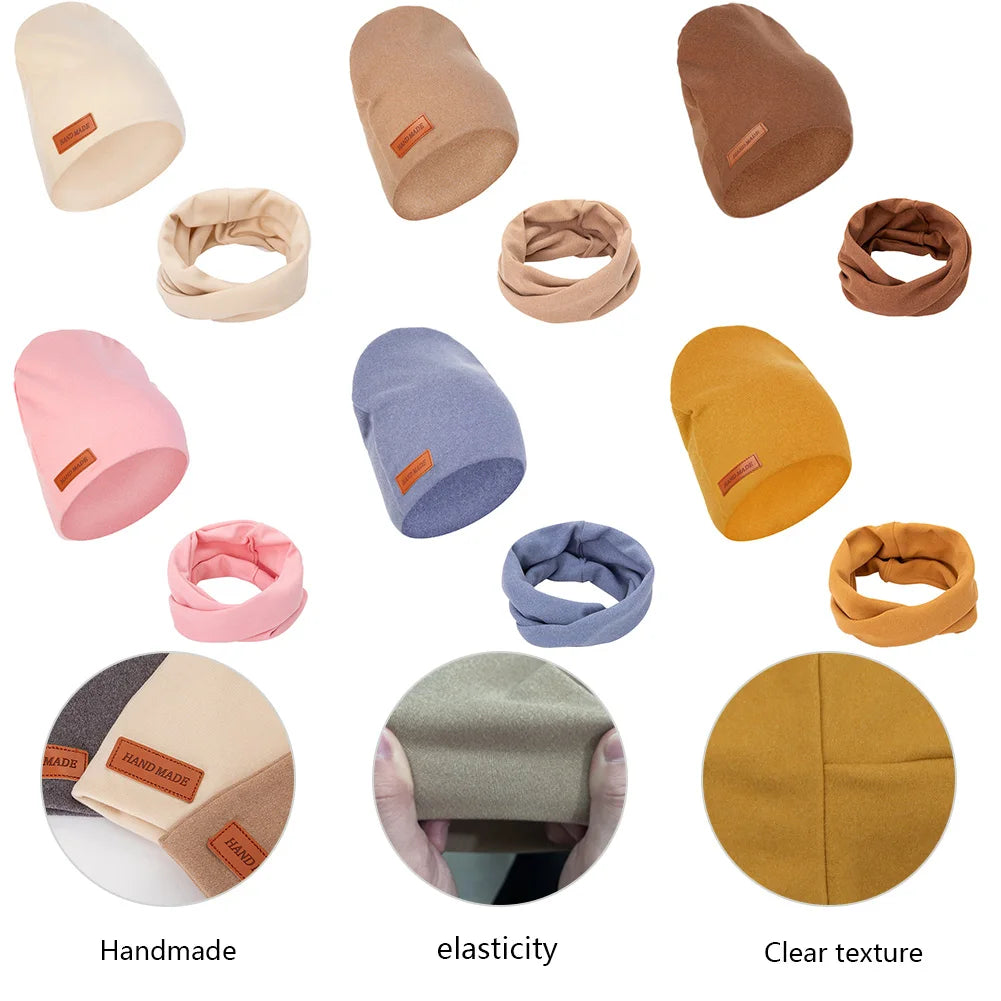 2 Bonnets et Écharpes en Faux Cachemire pour Bébé – Couvre-chefs d'Hiver Double Couche