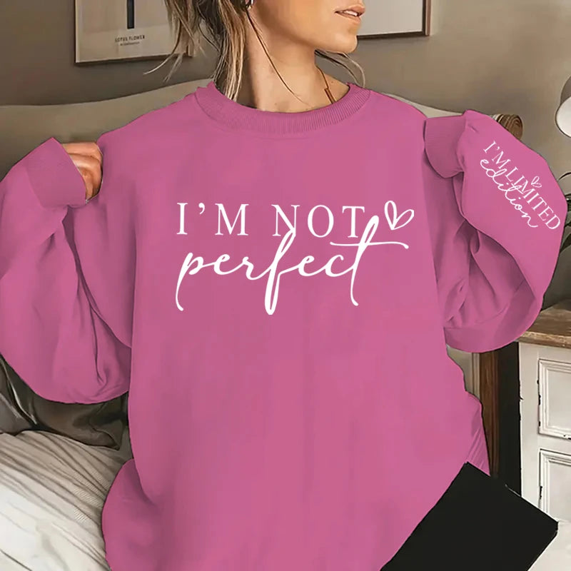 Sweat femme "I'm Not Perfect", décontracté et chaud - maliniro