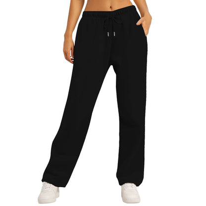 Womens Trousers Sport Jogging Fleece Lined Sweatpants Straight Leg Pants Bottom Joggers Workout Sweatpants Bottom Basic Pants