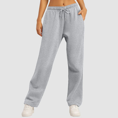 Womens Trousers Sport Jogging Fleece Lined Sweatpants Straight Leg Pants Bottom Joggers Workout Sweatpants Bottom Basic Pants