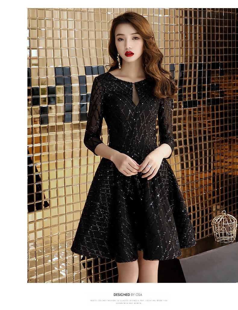 Robe de soirée noire pour femme, petite robe courte pour soirée cocktail, anniversaire, mondaine