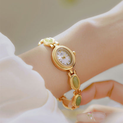 Montre Femme Bracelet Femme Marque De Luxe Étanche Rétro Naturel Dongling Pierre Hetian Jade Chaîne Avancée Montres Cadeau