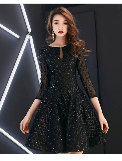 Robe de soirée noire pour femme, petite robe courte pour soirée cocktail, anniversaire, mondaine